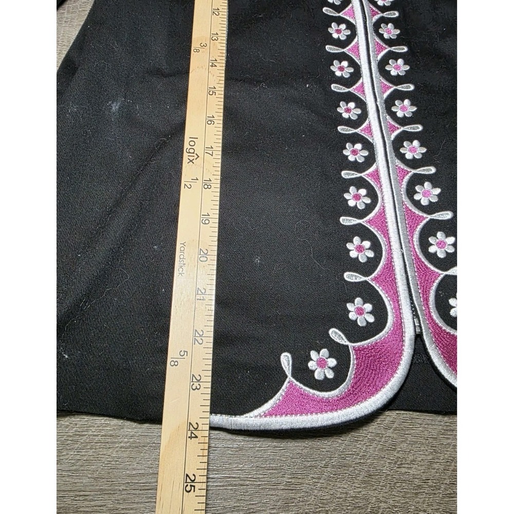 Bob Mackie Wearable Art Jacket Medium Black Pink Embroidery Flower ZipUp QVC 90s - Picture 3 of 8